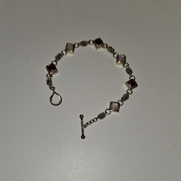 Michael Dawkins Sterling Silver and Garnet Bracelet - Picture 2 of 5